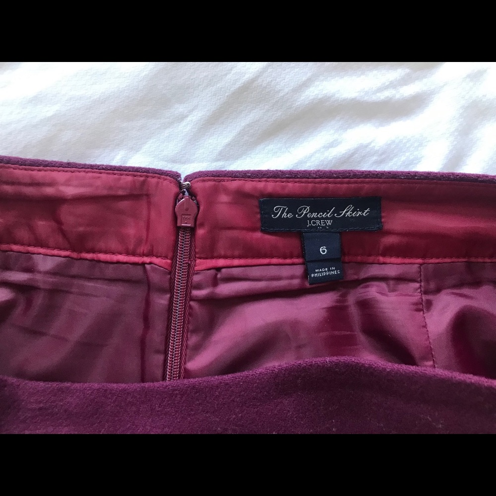 J. Crew Merlot Pencil Skirt Size 6